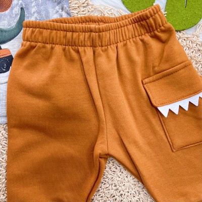 Conj. Casaco T-Rex e Calça de Moletom - Mescla e Ferrugem